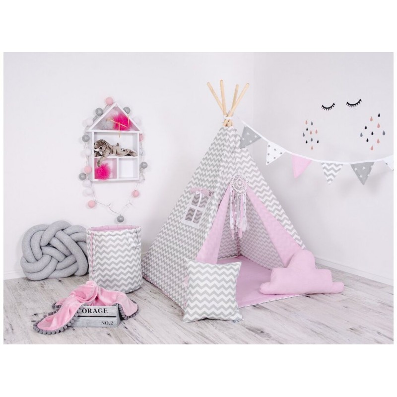 Elis Design Παιδική Σκηνή Σετ με Μαξιλάρια Gray Pink Waves
