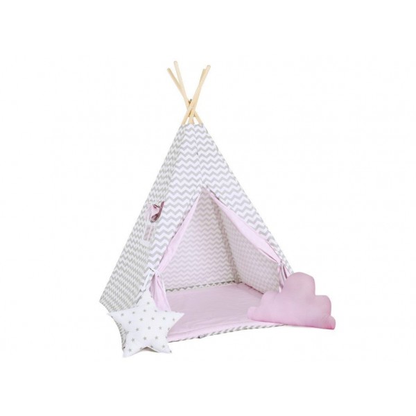 Elis Design Παιδική Σκηνή Σετ με Μαξιλάρια Gray Pink Waves