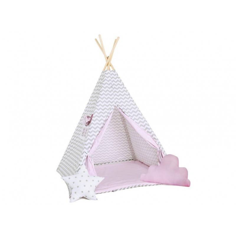 Elis Design Παιδική Σκηνή Σετ με Μαξιλάρια Gray Pink Waves
