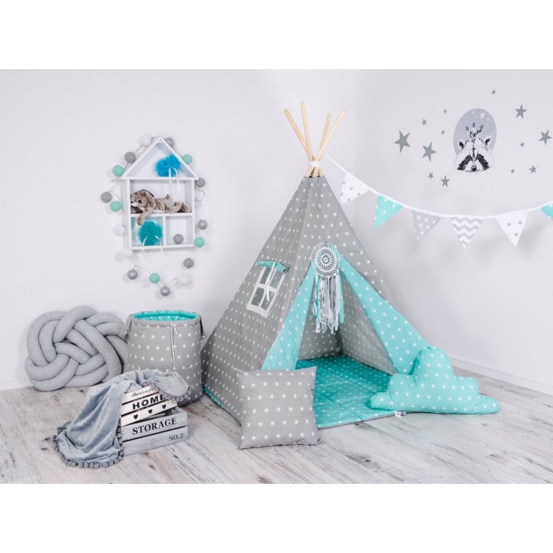 Elis Design Stars Παιδική Σκηνή Σετ με Μαξιλάρια Gray Blue 1761/LUX