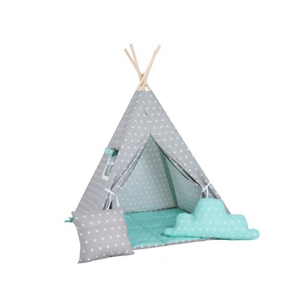 Elis Design Stars Παιδική Σκηνή Σετ με Μαξιλάρια Gray Blue 1761/STA