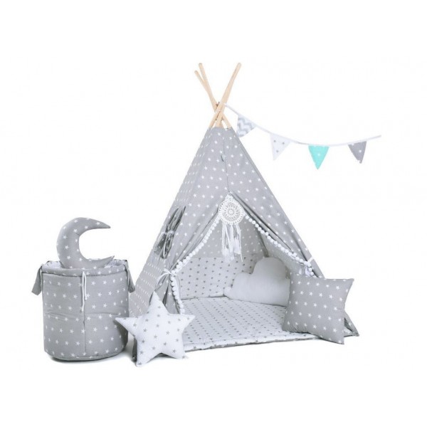 Elis Design Παιδική Σκηνή Σετ με Μαξιλάρια Gray Stars 1770/LUX