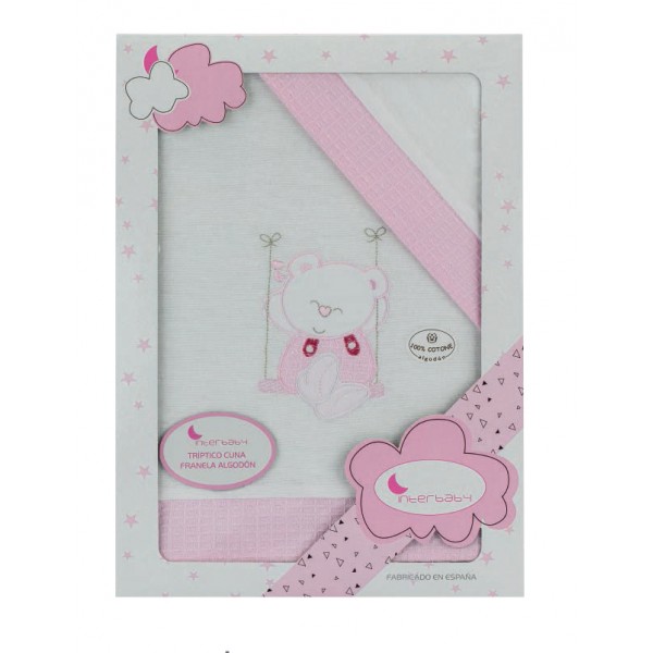 INTERBABY SET ΣΕΝΤΟΝΙΑ ΦΑΝΕΛΑ "SWING" PINK 30096-02