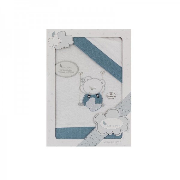 INTERBABY SET ΣΕΝΤΟΝΙΑ ΦΑΝΕΛΑ "SWING" WHITE/PETROL 30096-62