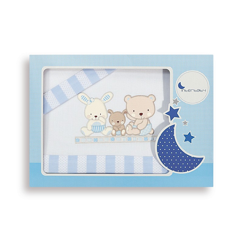 INTERBABY ΣΕΝΤΟΝΙΑ ΣΕΤ 3 ΤΜΧ (115Χ175) LOVE W/BLUE 5100-11