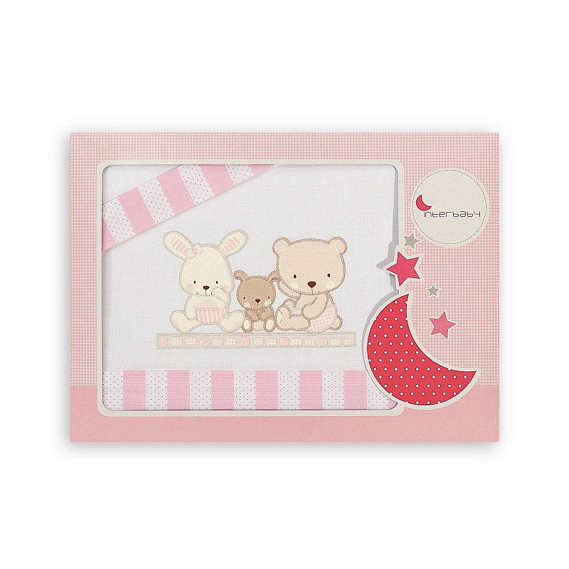 INTERBABY ΣΕΝΤΟΝΙΑ ΣΕΤ 3 ΤΜΧ (115Χ175) LOVE W/PINK 5100-12