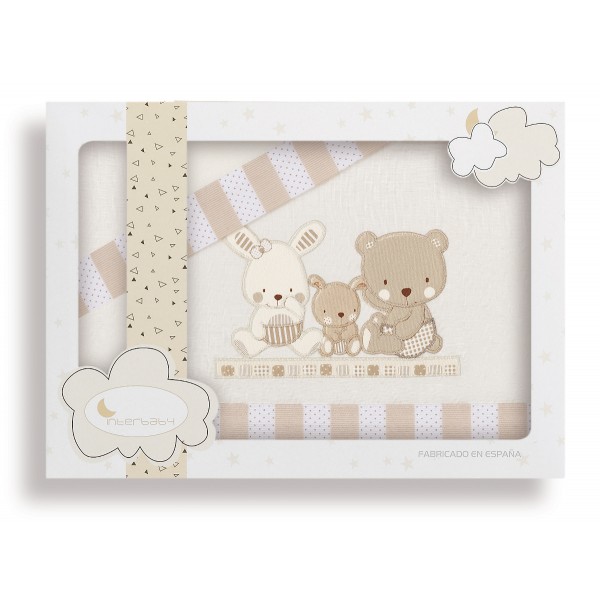 INTERBABY ΣΕΝΤΟΝΙΑ ΣΕΤ 3 ΤΜΧ (115Χ175) LOVE BEIG 5100-5