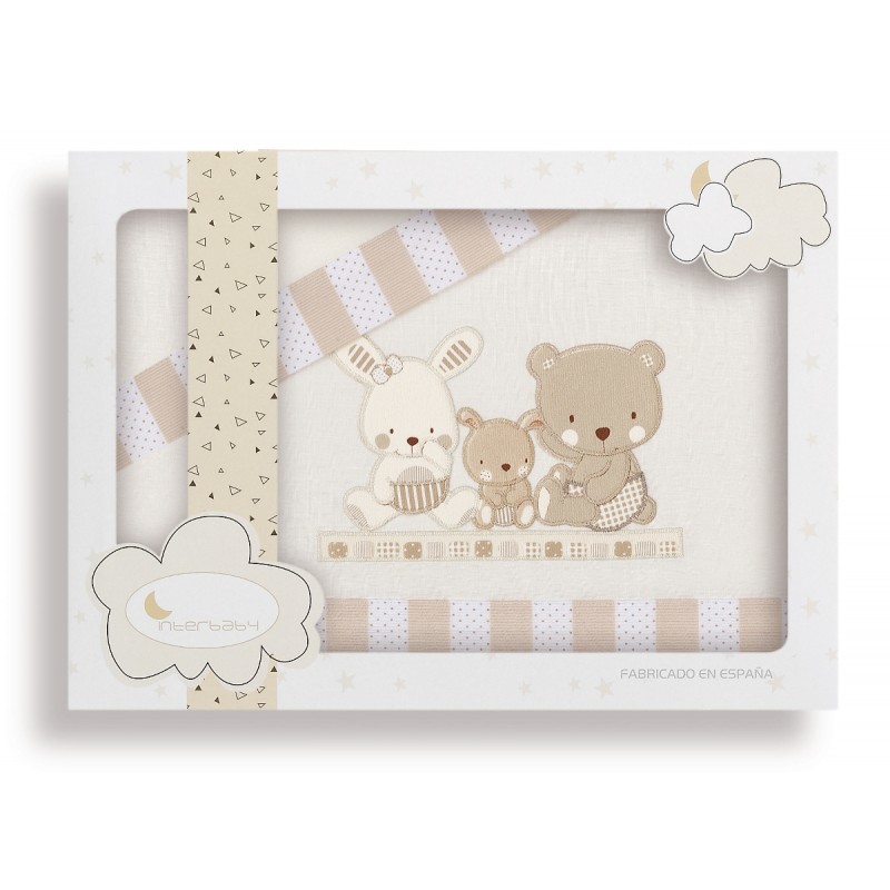 INTERBABY ΣΕΝΤΟΝΙΑ ΣΕΤ 3 ΤΜΧ (115Χ175) LOVE BEIG 5100-5