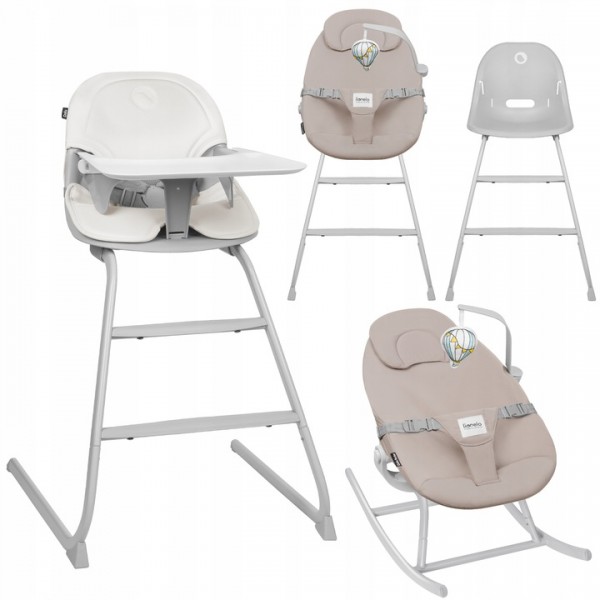 Lionelo Dalia Set Καρεκλάκι φαγητού & Relax 4 σε 1 Gray Stone