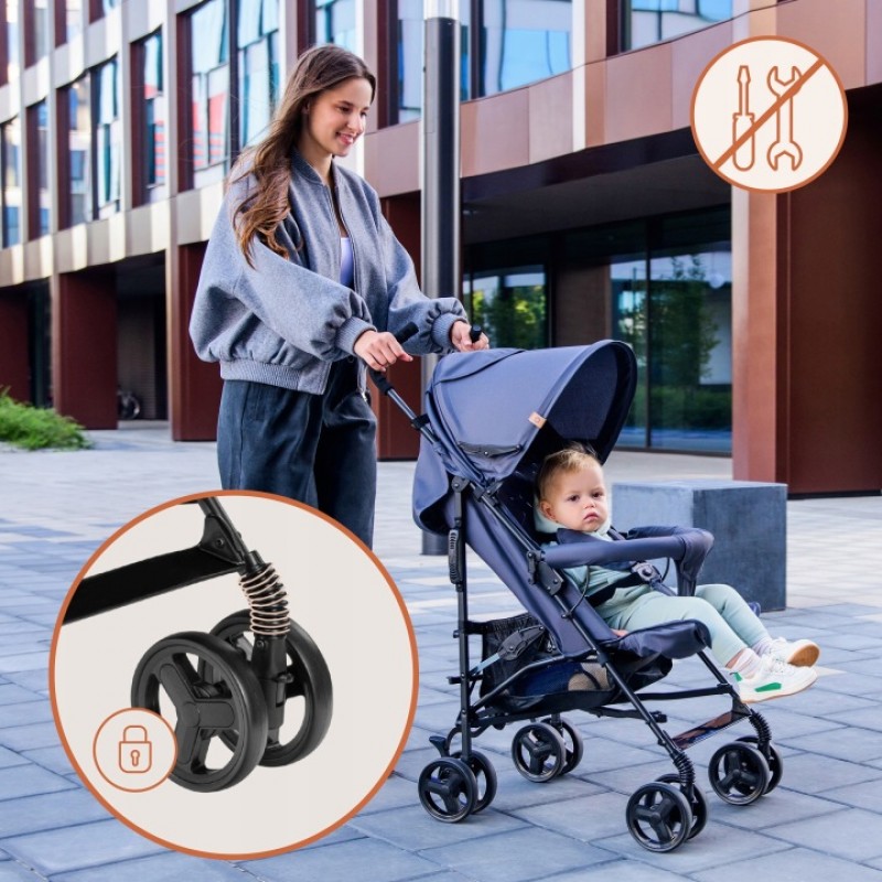 Lionelo Elia Βρεφικό Καρότσι Μπαστούνι Black Onyx