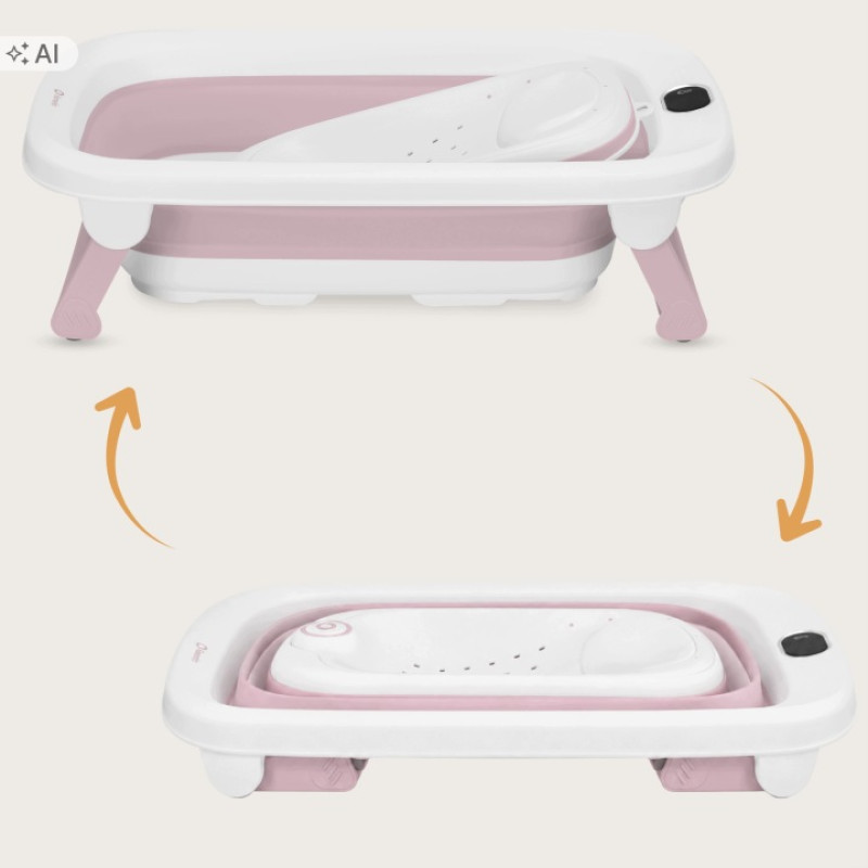 Lionelo BabyBubble πτυσσόμενο μπανάκι μωρού με γλύστρα + θερμόμετρο Pink