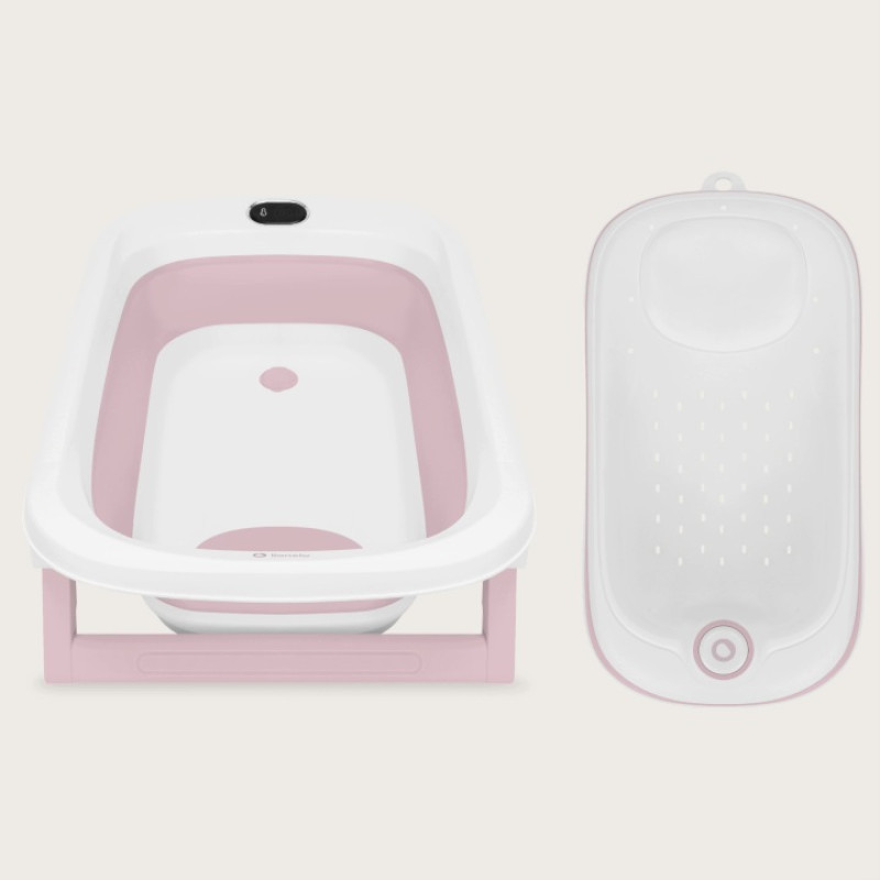 Lionelo BabyBubble πτυσσόμενο μπανάκι μωρού με γλύστρα + θερμόμετρο Pink