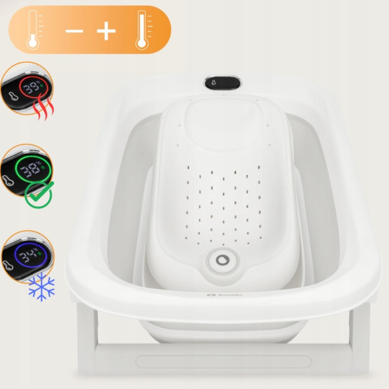 Lionelo BabyBubble πτυσσόμενο μπανάκι μωρού με γλύστρα + θερμόμετρο Gray