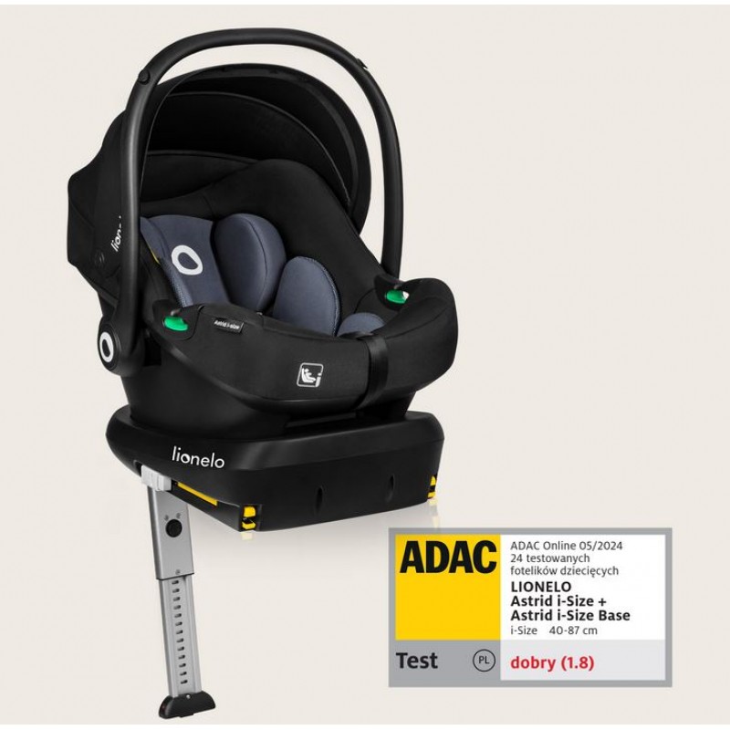Lionelo Astrid i-Size set κάθισμα αυτοκινήτου 40-87cm & βάση isofix Black & Gray