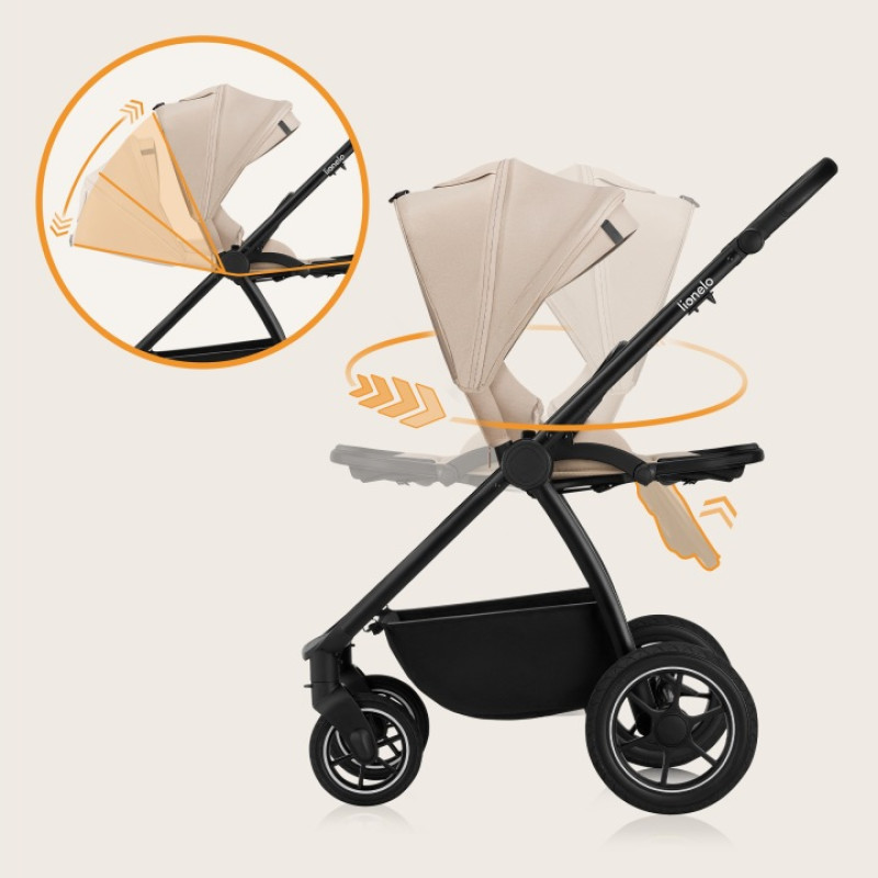 Lionelo Meril Καρότσι Βρεφικό 3 σε 1 Beige Sand