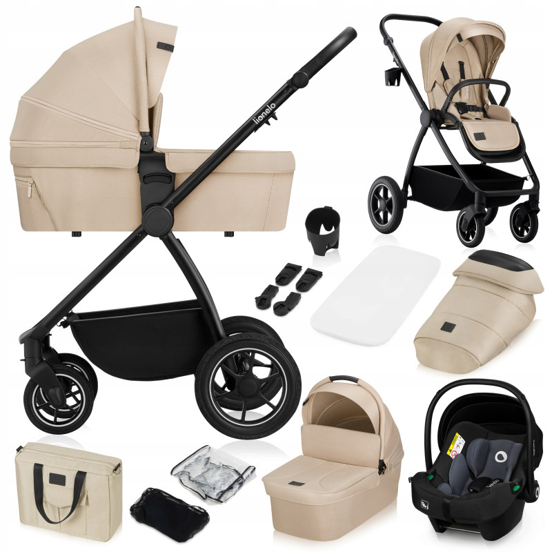 Lionelo Meril Καρότσι Βρεφικό 3 σε 1 Beige Sand