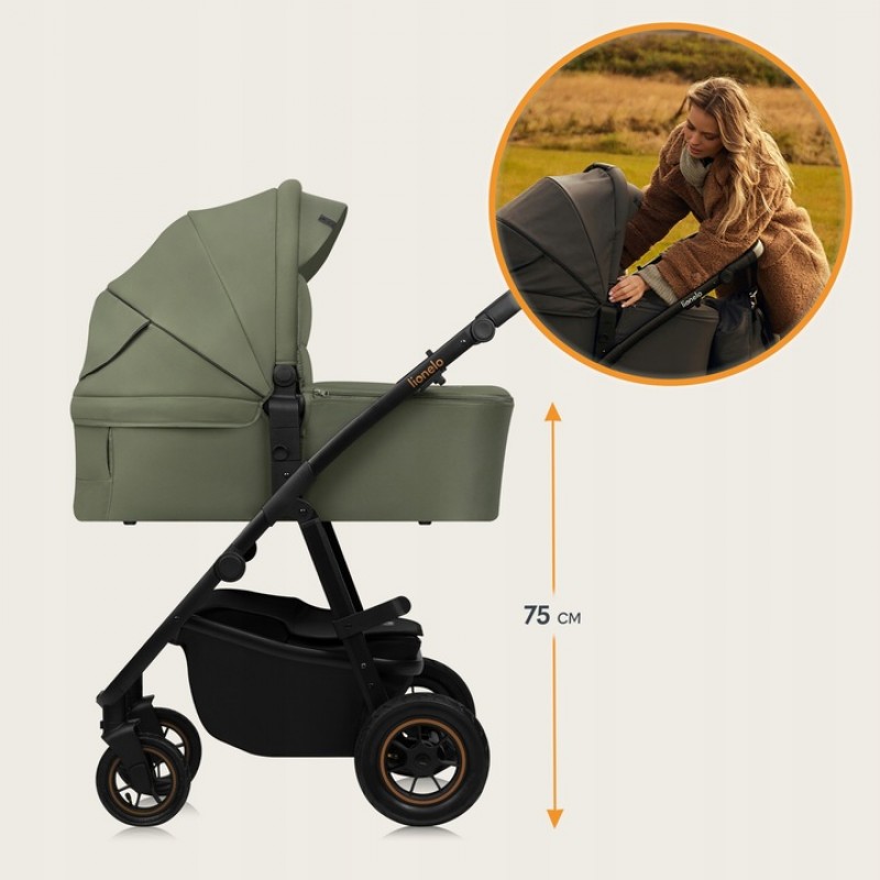 Lionelo Amber Plus Καρότσι Βρεφικό έως 22kg 3 σε 1 Green Forest