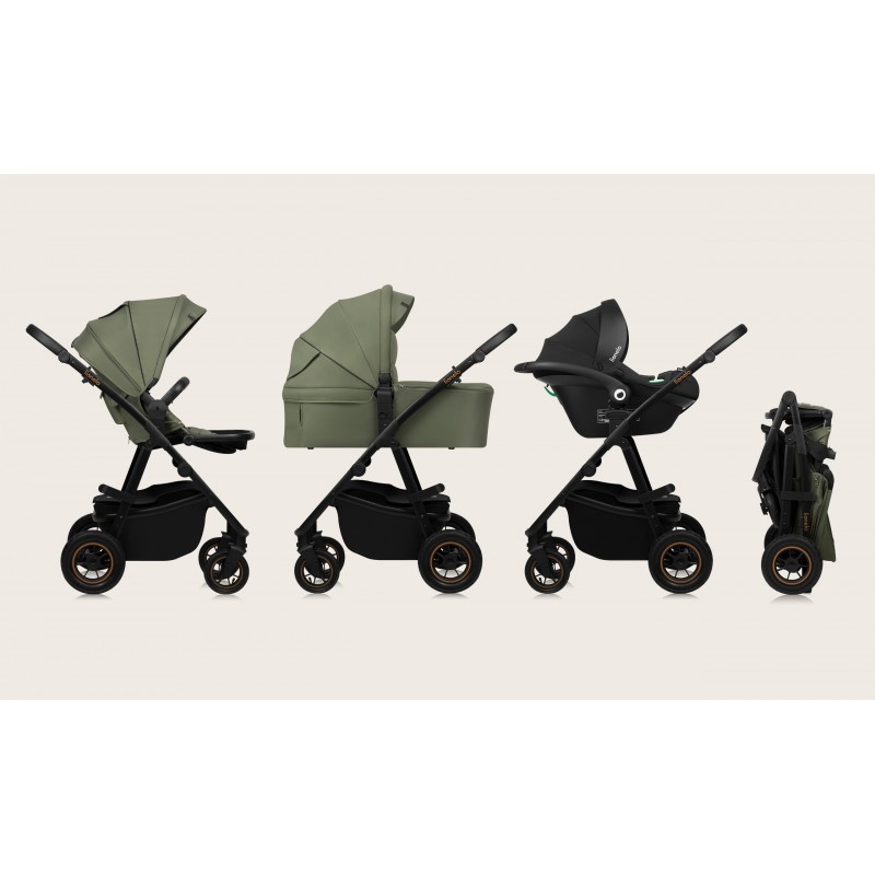 Lionelo Amber Plus Καρότσι Βρεφικό έως 22kg 3 σε 1 Green Forest