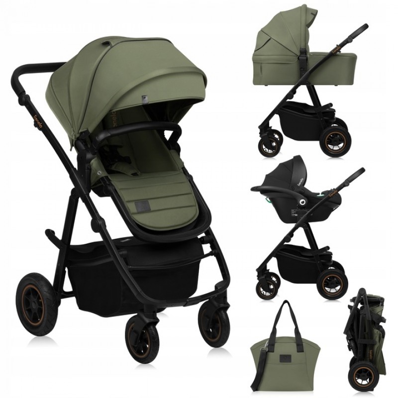 Lionelo Amber Plus Καρότσι Βρεφικό έως 22kg 3 σε 1 Green Forest