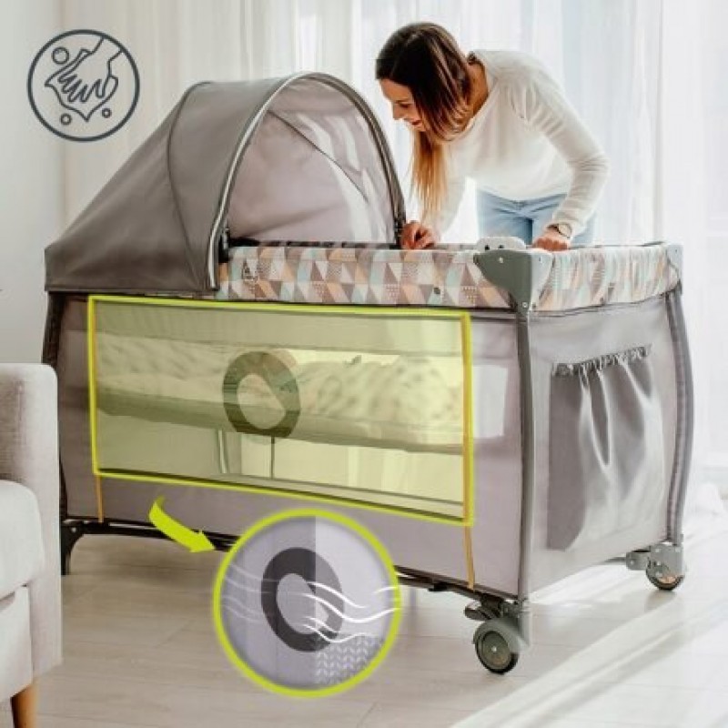 Lionelo Sven Plus Παρκοκρέβατο Beige Olive