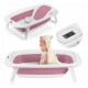 Lionelo BabyBubble πτυσσόμενο μπανάκι μωρού με γλύστρα + θερμόμετρο Bubble Pink Magnolia
