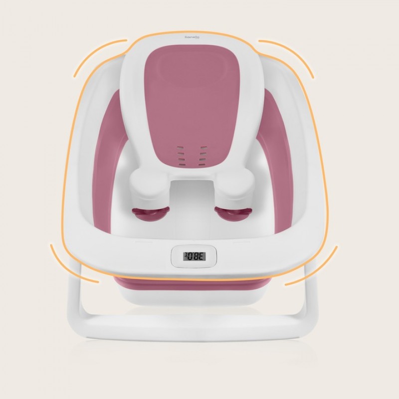 Lionelo BabyBubble πτυσσόμενο μπανάκι μωρού με γλύστρα + θερμόμετρο Bubble Pink Magnolia