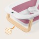 Lionelo BabyBubble πτυσσόμενο μπανάκι μωρού με γλύστρα + θερμόμετρο Bubble Pink Magnolia