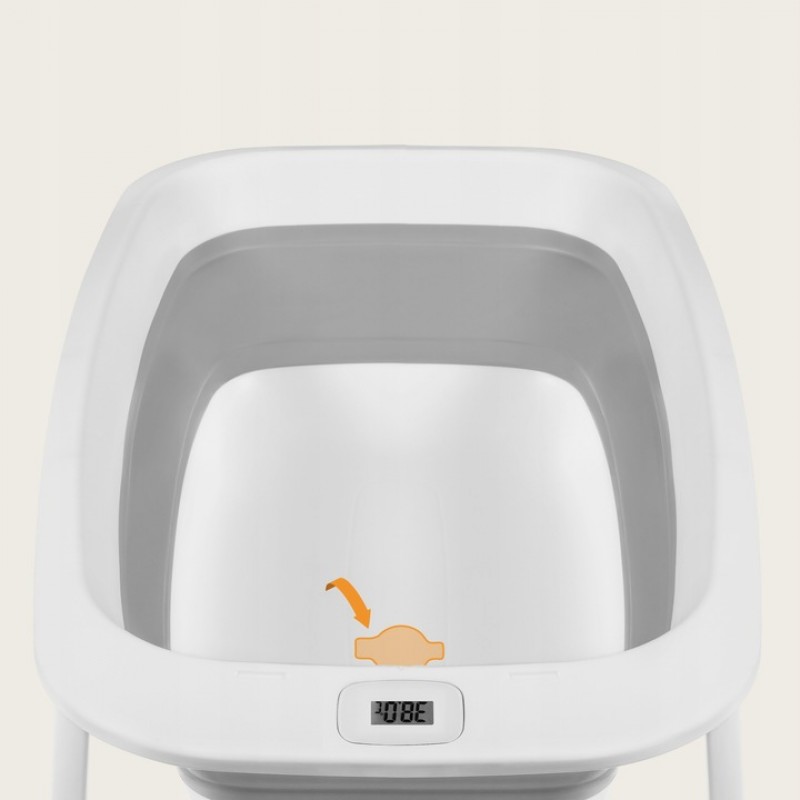 Lionelo BabyBubble πτυσσόμενο μπανάκι μωρού με γλύστρα + θερμόμετρο Gray Dove