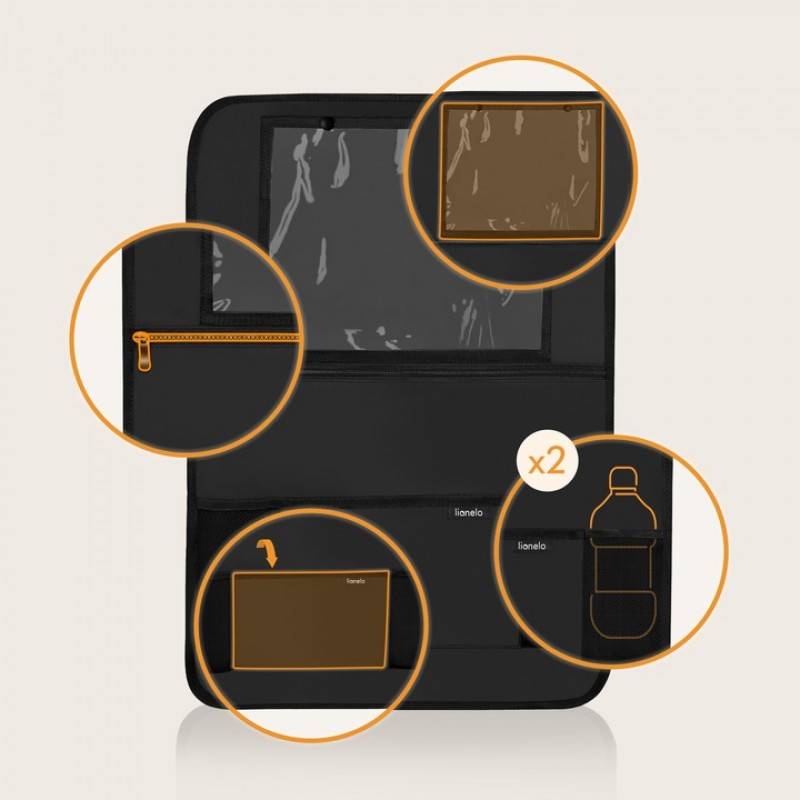 Lionelo Seat Organizer Οργανωτής καθισμάτων αυτοκινήτου 5 τσέπες 60 x 42 cm Gray
