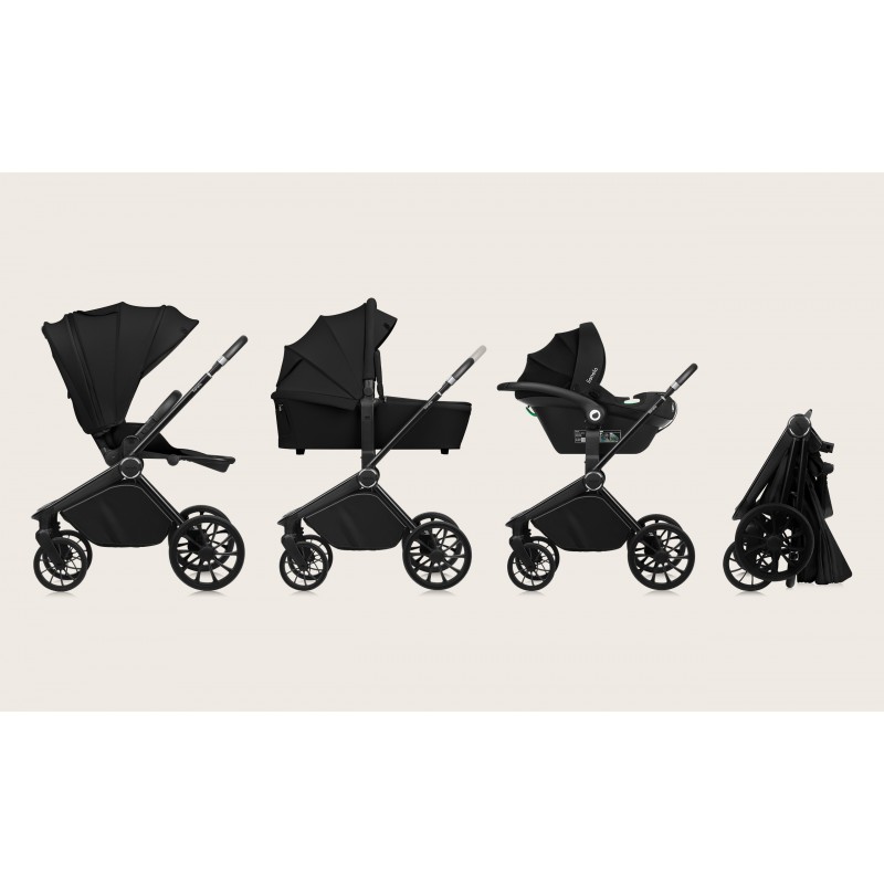 Lionelo Mika Plus Καρότσι Βρεφικό 3 σε 1 έως 22 kg Black Onyx