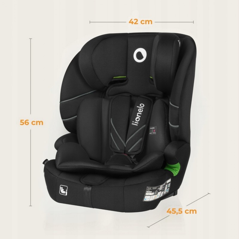 Lionelo Levi Fix i-size Κάθισμα Αυτοκινήτου 76cm-150cm Black Carbon