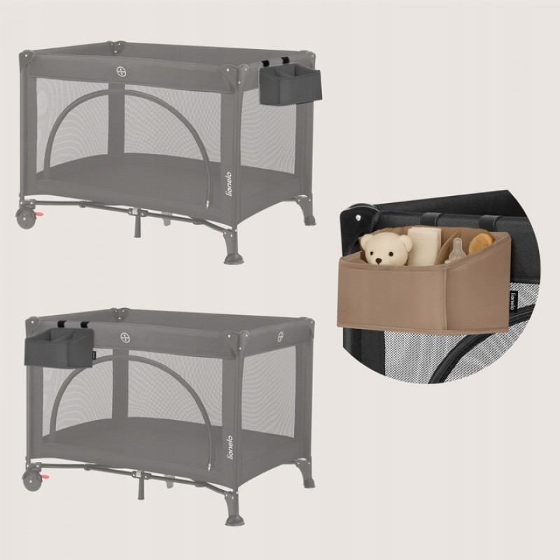 Lionelo Sidepocket Small Κρεμαστός Οργανωτής για κούνια/παρκοκρέβατο Gray