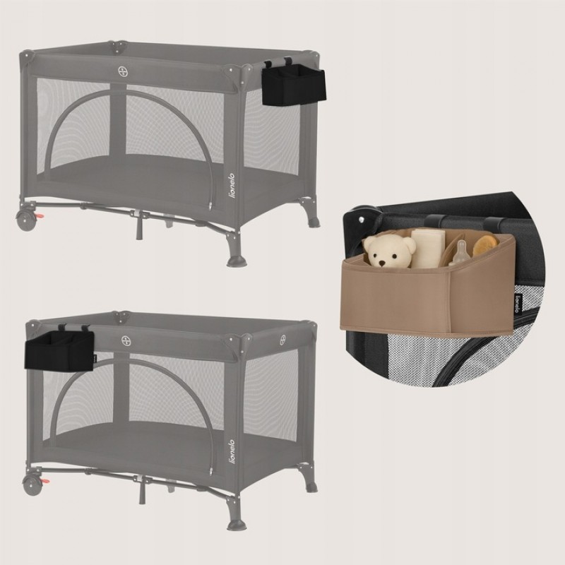 Lionelo Sidepocket Small Κρεμαστός Οργανωτής για κούνια/παρκοκρέβατο Black