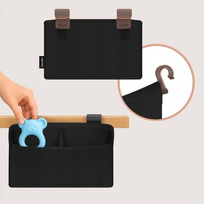 Lionelo Sidepocket Small Κρεμαστός Οργανωτής για κούνια/παρκοκρέβατο Black
