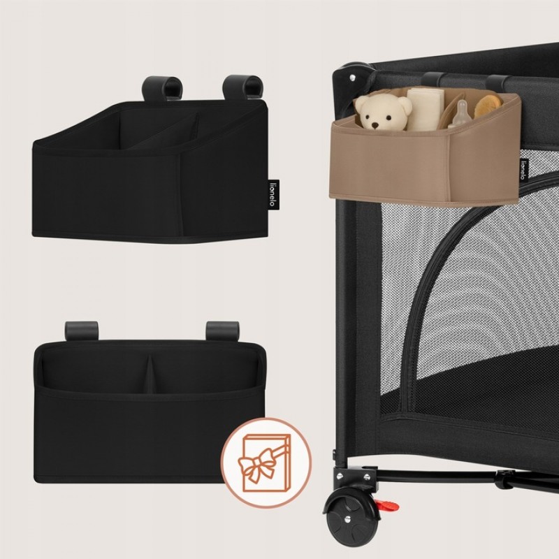 Lionelo Sidepocket Small Κρεμαστός Οργανωτής για κούνια/παρκοκρέβατο Black