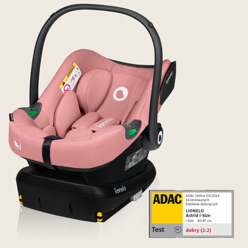 Lionelo Astrid i-Size set κάθισμα αυτοκινήτου 40-87cm & βάση isofix Pink Coral