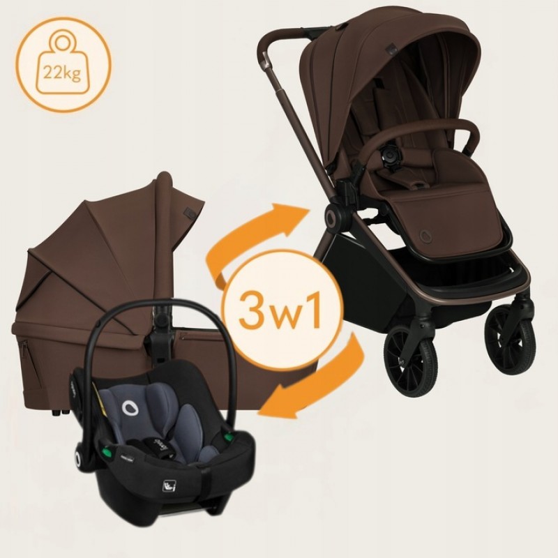 Lionelo Mika Plus Καρότσι Βρεφικό 3 σε 1 έως 22 kg Mocha Mousse