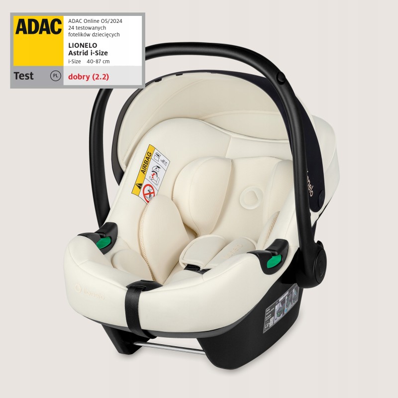 Lionelo Astrid Set Kάθισμα Aυτοκινήτου 40-87cm i-size με βάση isofix Beige Cream