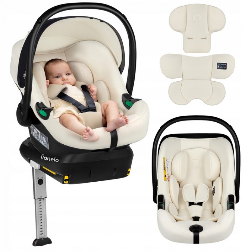 Lionelo Astrid Set Kάθισμα Aυτοκινήτου 40-87cm i-size με βάση isofix Beige Cream