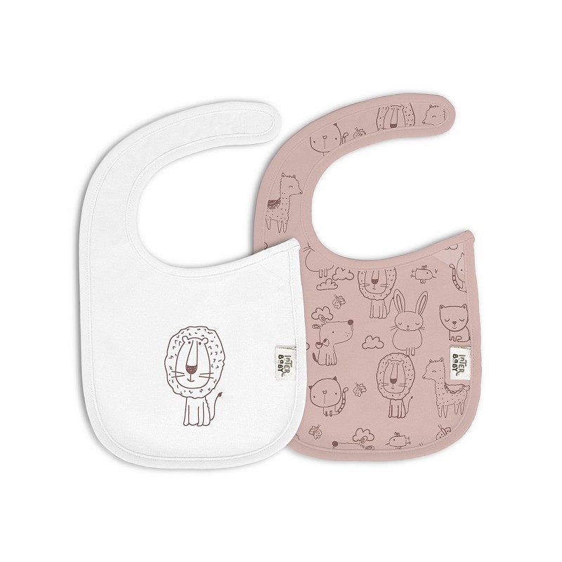 INTERBABY ΣΑΛΙΑΡΑ ME VELCRO SET 2 ΤΜΧ ANIMALITOS PINK 00334-02