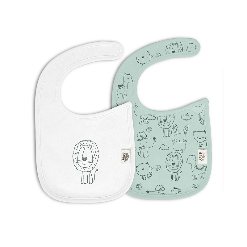 INTERBABY ΣΑΛΙΑΡΑ ME VELCRO SET 2 ΤΜΧ ANIMALITOS GREEN 00334-03