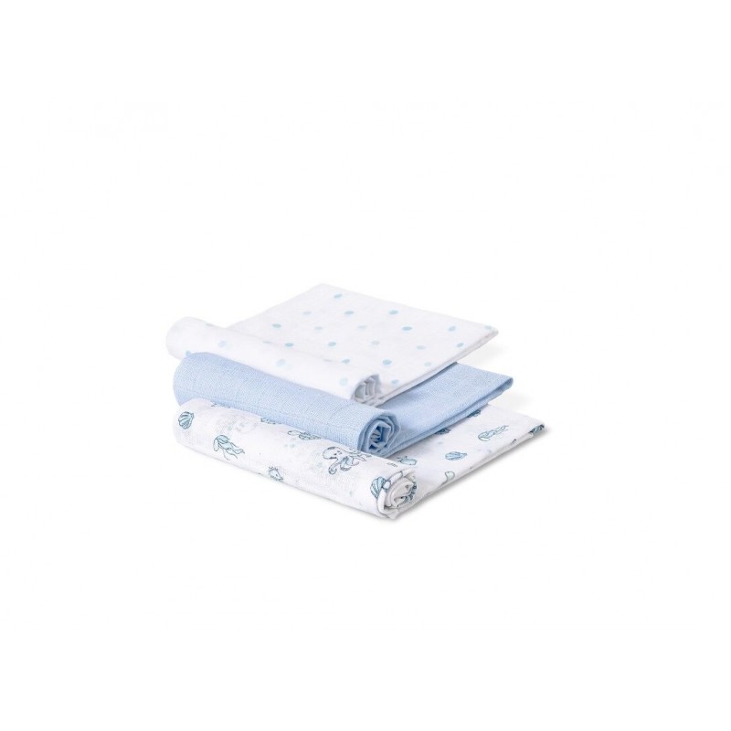 Interbaby Πάνες Αγκαλιάς Bamboo Σετ 3 Τεμ Blue