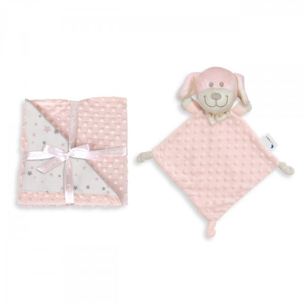 Interbaby Set Extrafort Κουβερτάκι και Βελούδινο Πανάκι Παρηγοριάς Dog Pink