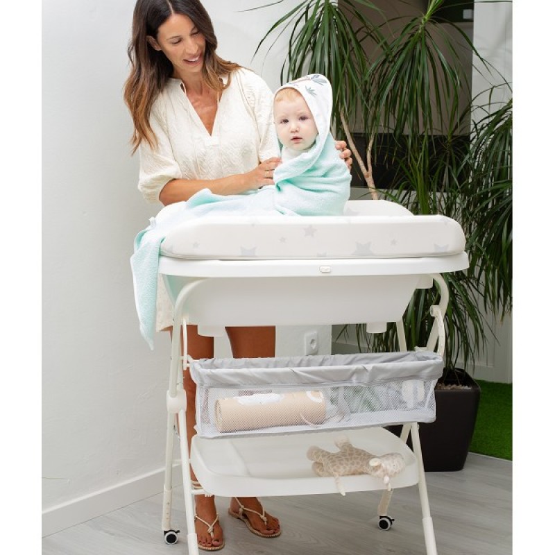 Interbaby Μπανιέρα-Αλλαξιέρα Με Γλύστρα Estrellas White/Gray
