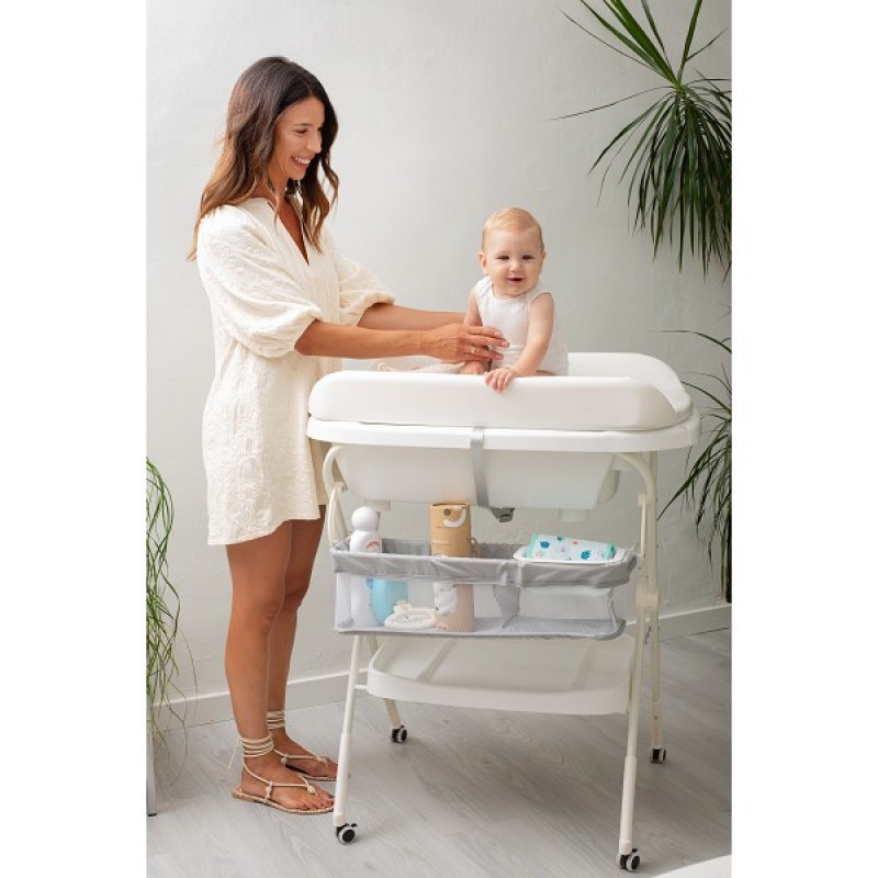 Interbaby Μπανιέρα-Αλλαξιέρα Με Γλύστρα Estrellas White/Gray