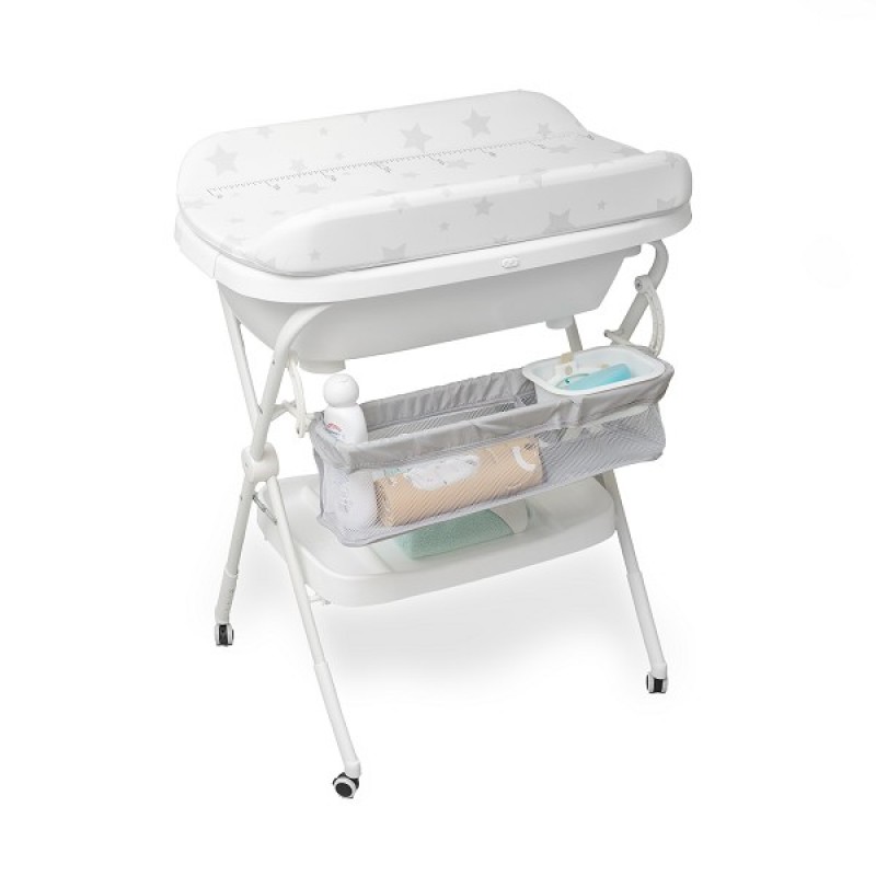 Interbaby Μπανιέρα-Αλλαξιέρα Με Γλύστρα Estrellas White/Gray