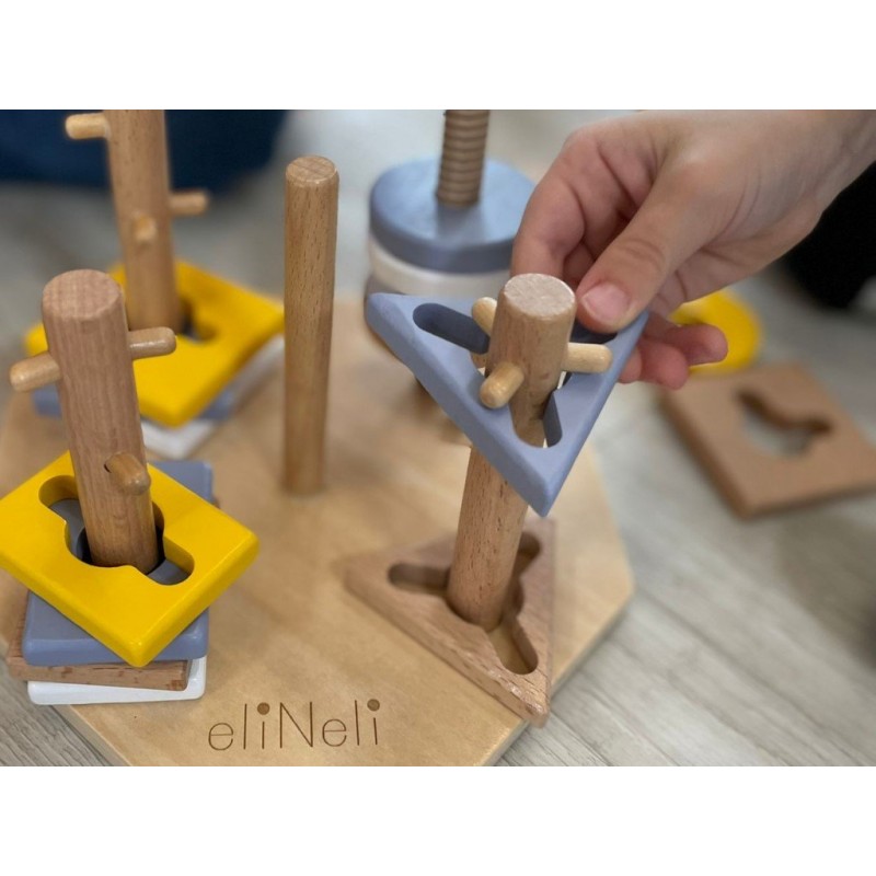 Eli Neli Montessori Plug-In-Shapes Εκπαιδευτικό Παζλ Σχημάτων