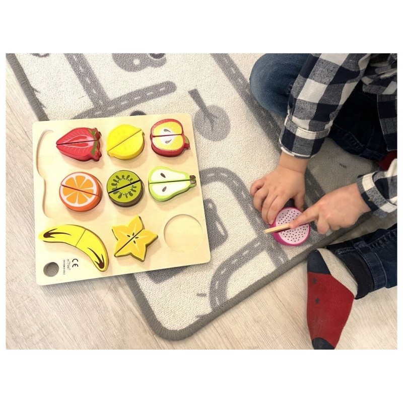 EliNeli Fruits Montessori Ξύλινος Δίσκος Κοπής Φρούτων