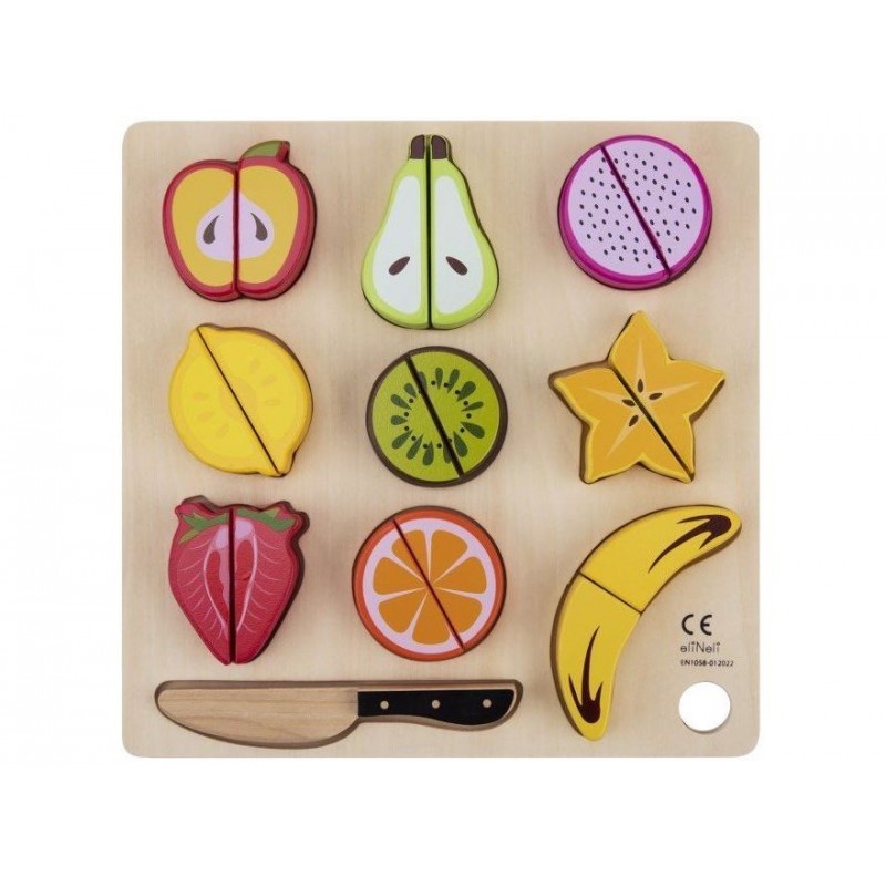 EliNeli Fruits Montessori Ξύλινος Δίσκος Κοπής Φρούτων