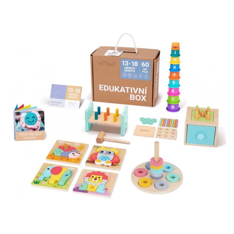 EliNeli Montessori Εκπαιδευτικό Κουτί σετ Παιχνιδιών για Μωρά 13-18 μηνών